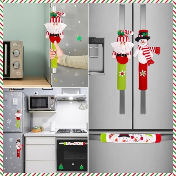3Pcs Refrigerator Handle Covers Christmas Kitchen...